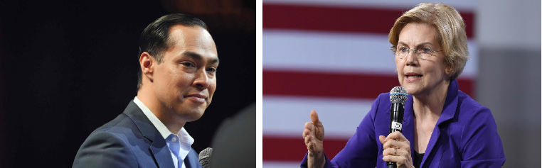 Left to Right: Julian Castro and Elizabeth Warren, 2020 Presidential Candidates. From Democracy Now! Visit democracynow.org