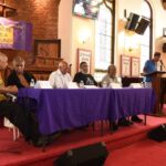Pg16_L- R Charles Barron- Veila Plummer -Chongo Caribe -Sekou Odinga – Bob Brown , Panel members discussions between panels and audience